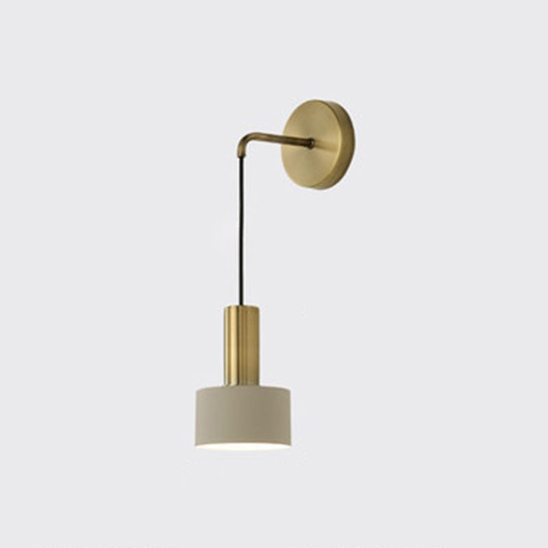 Iluminación de apliques de pared cilíndrica de metal de estilo moderno luz montada en la pared para dormitorio