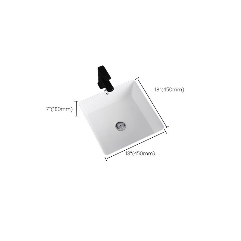 Undermount Bathroom Sink Square Overflow Drain Assemble Sink with Faucet