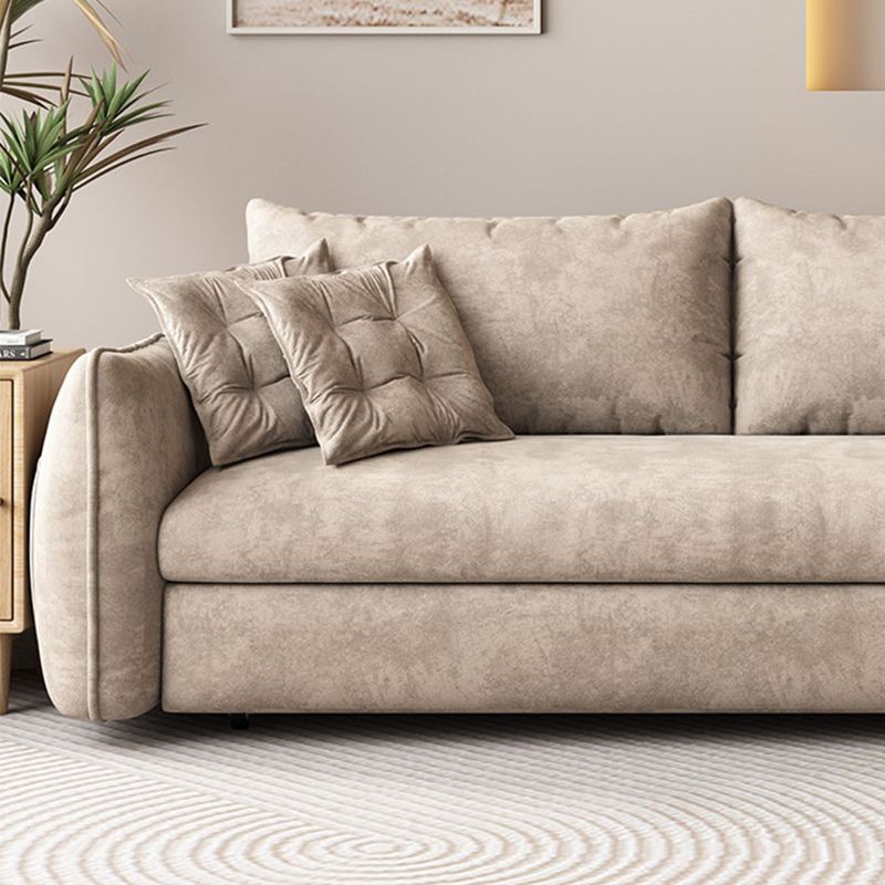 Modern Fabric Sofa Bed Brown Slipcovered Sleeper Sofa with Storage