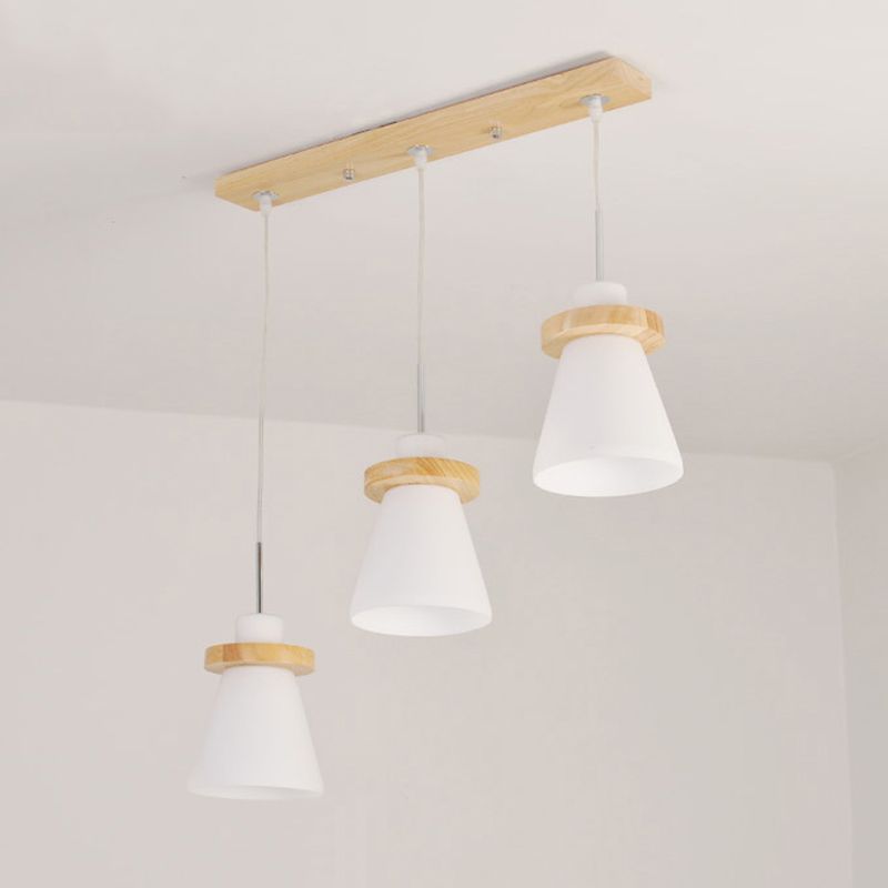 En bois conical pendentif plafonnier léger nordique blanc nordique kit de lumière suspendue pour salle à manger