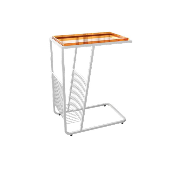 Contemporary Accent Side Table with Storage Living Room Rectangular Abstract