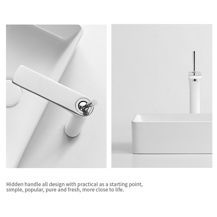 Modern Vessel Bathroom Sink Square Porcelain with Pop-Up Drain Wash Stand
