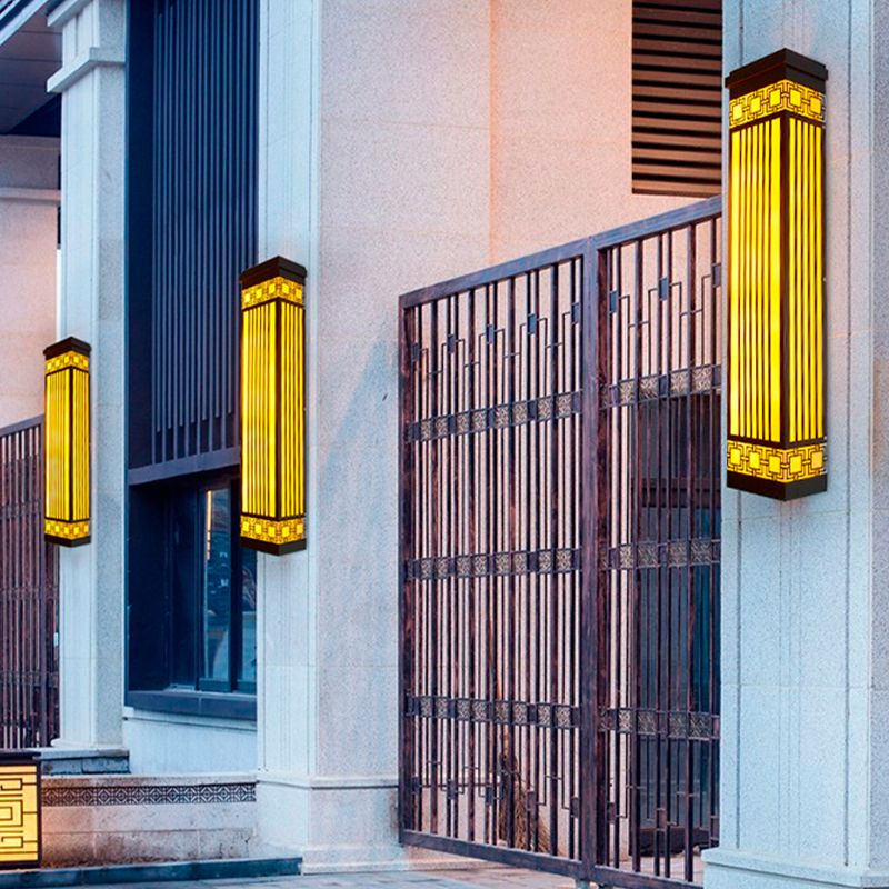 Contemporary Wall Sconce Rectangular Outdoor Wall Light Fixture for Courtyard