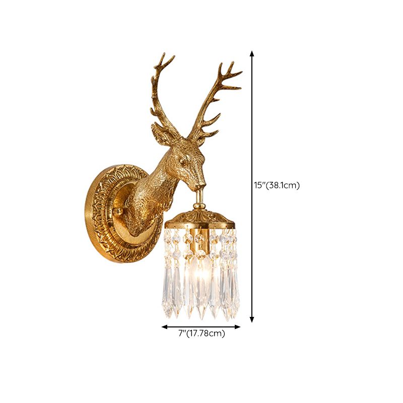 Unique Shape Crystal Wall Sconces Modern 1-Light Wall Mount Light Fixture in Gold