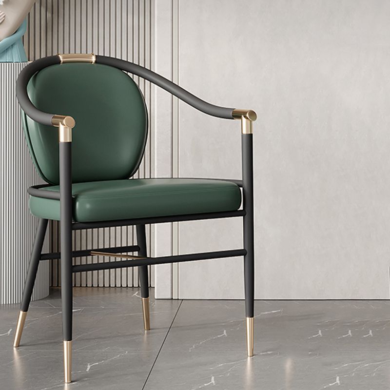 Dining Room Dining Arm Chair Faux Leather Upholstered Chair in Black Legs