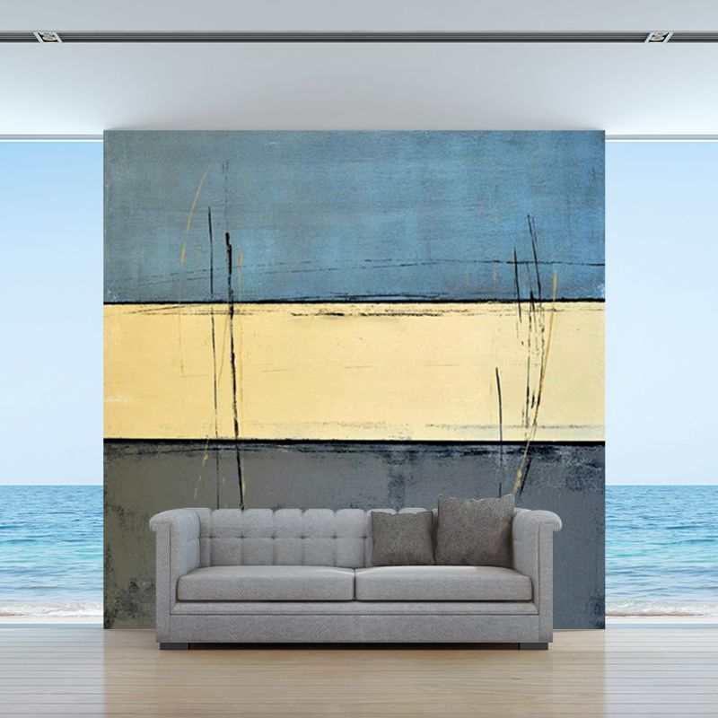 Geometric Color Swatches Murals Minimalist Non-Woven Wall Art in Yellow and Blue