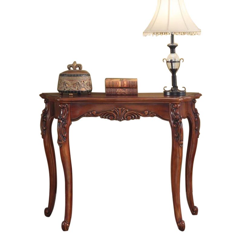 Free Form Shape Contemporary Console Table in Brown Wood Console Sofa Table