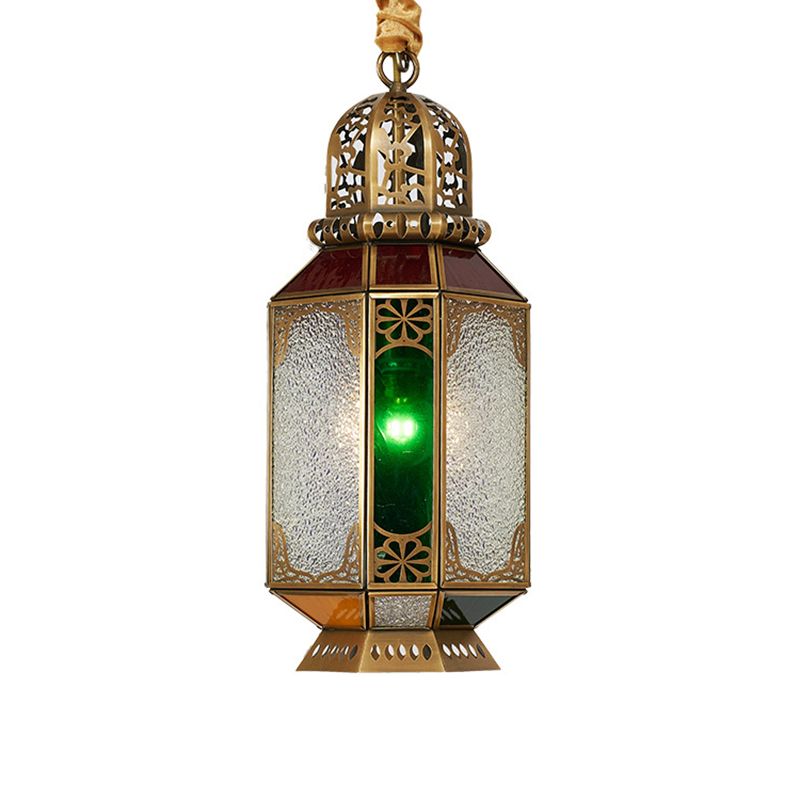 1 Head Lantern Pendant Lamp Tradition Brass Metal Hanging Ceiling Light for Dining Room