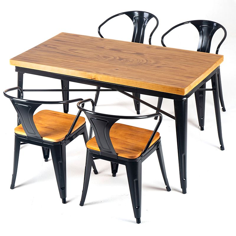 Industrial Style Solid Wood Furniture with Standard Height Dining¬†Room¬†Table¬†Set