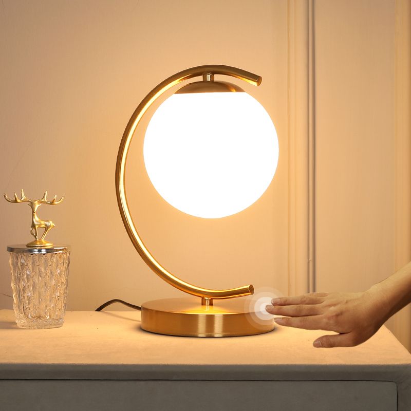 Verre de lampe de table sphérique moderne 1 lumière de table légère