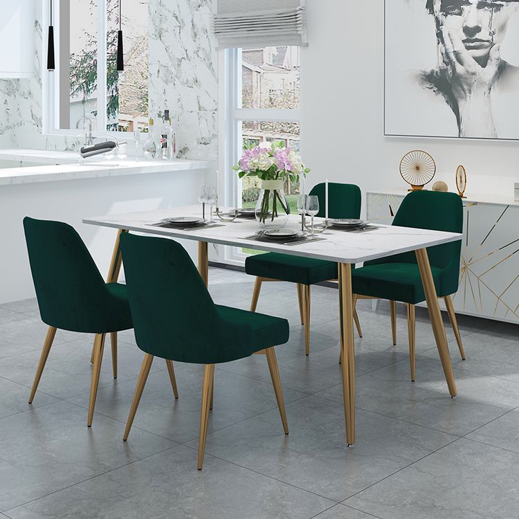 Stone Top Gold Base Dinner Room Kitchen Table Traditional Luxury Rectangle Dining Table