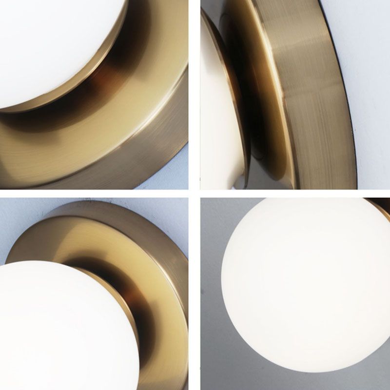 Minimalist Style Global Sconce Light Fixture Glass Bedroom Wall Lighting Fixture in Gold