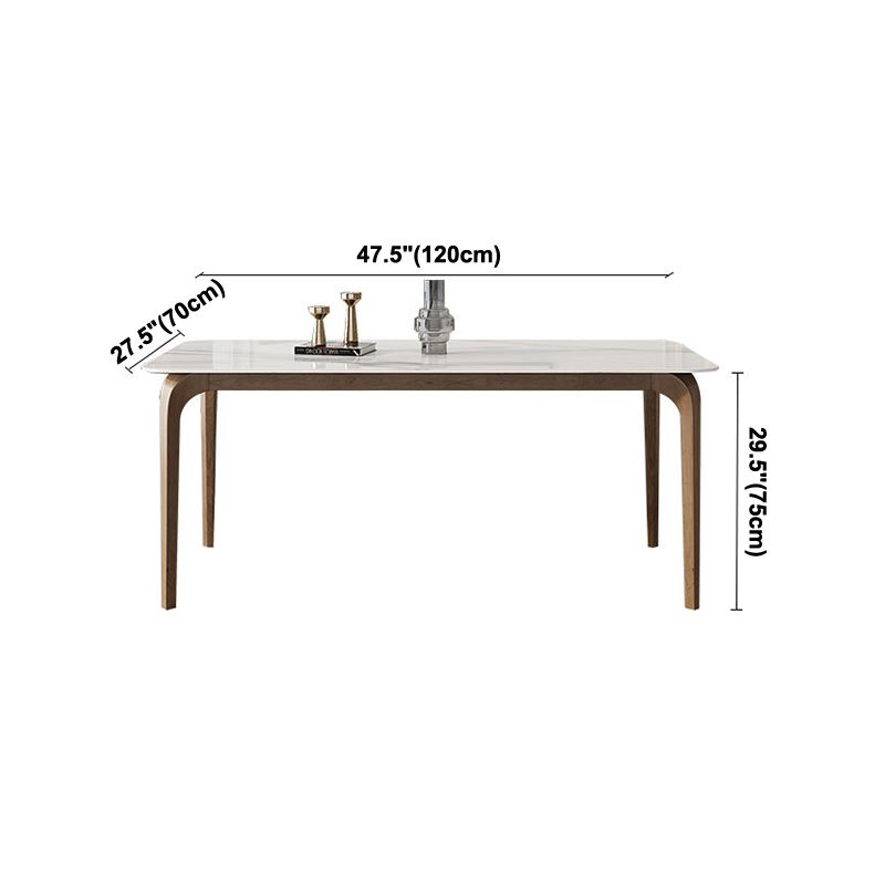 Mesa de comedor industrial rectangular Mesa blanca fija con piedra sinterizada