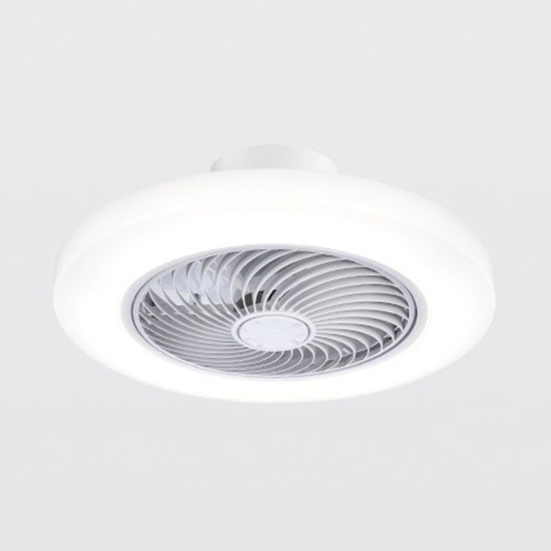 Modern Style Round Fan Light Fixture Acrylic Bedroom LED Semi Flush Ceiling Light