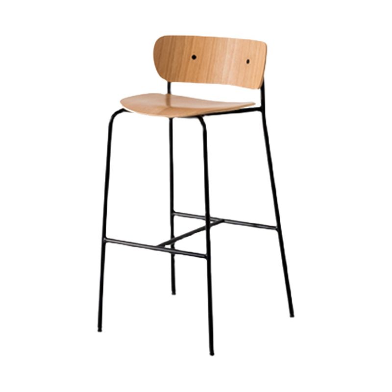 Low Back Metal Indoor Barstool Industrial Schwarzer hoher Hocker mit Holzsitz 1 Stück