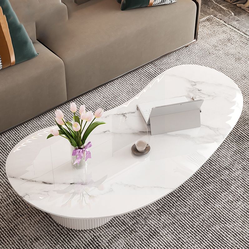 Free Form Slate Cocktail Table Abstract Base Coffee Table with 2 Drawers
