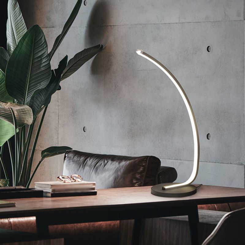 Bent Bedroom Reading Task Light Metal Modern Style LED Night Table Lighting in Black/White