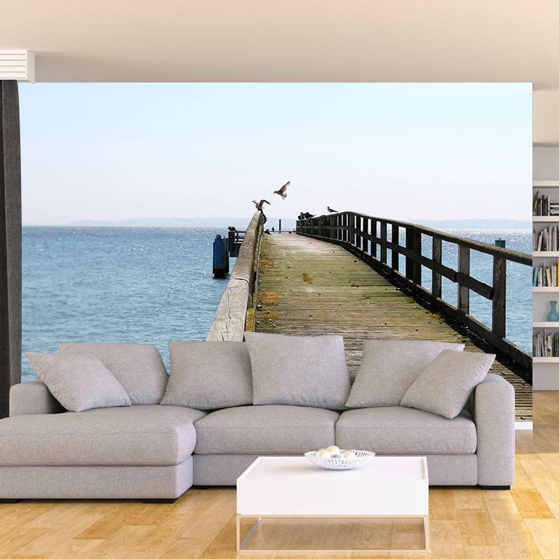 Photography Wall Mural Wallpaper Wooden Bridge Sitting Room Wall Mural