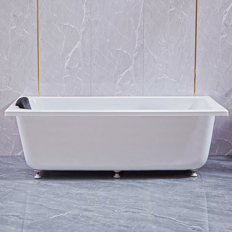 Modern Rectangular Bathtub Back to Wall Soaking Acrylic Freestanding Bath