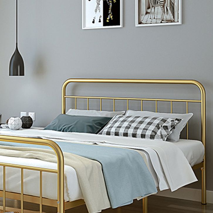Metal Slat Bed Solid Color Open-Frame Bed With Custom Gold Legs