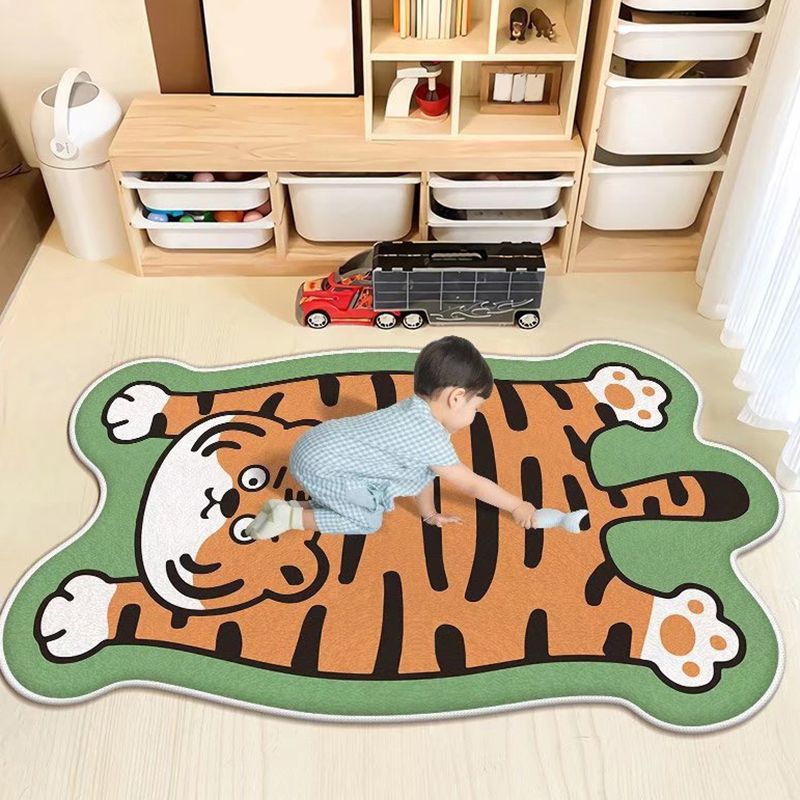 Modern Brown Rug Polyester Cartoon Pattern Rug Washable Rug for Home Decor