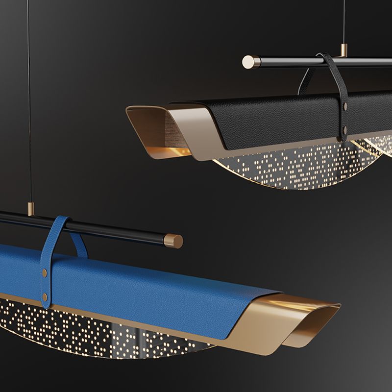 Leather LED Island Light Fixture Ultra-Modern Hanging Light for Dining Room