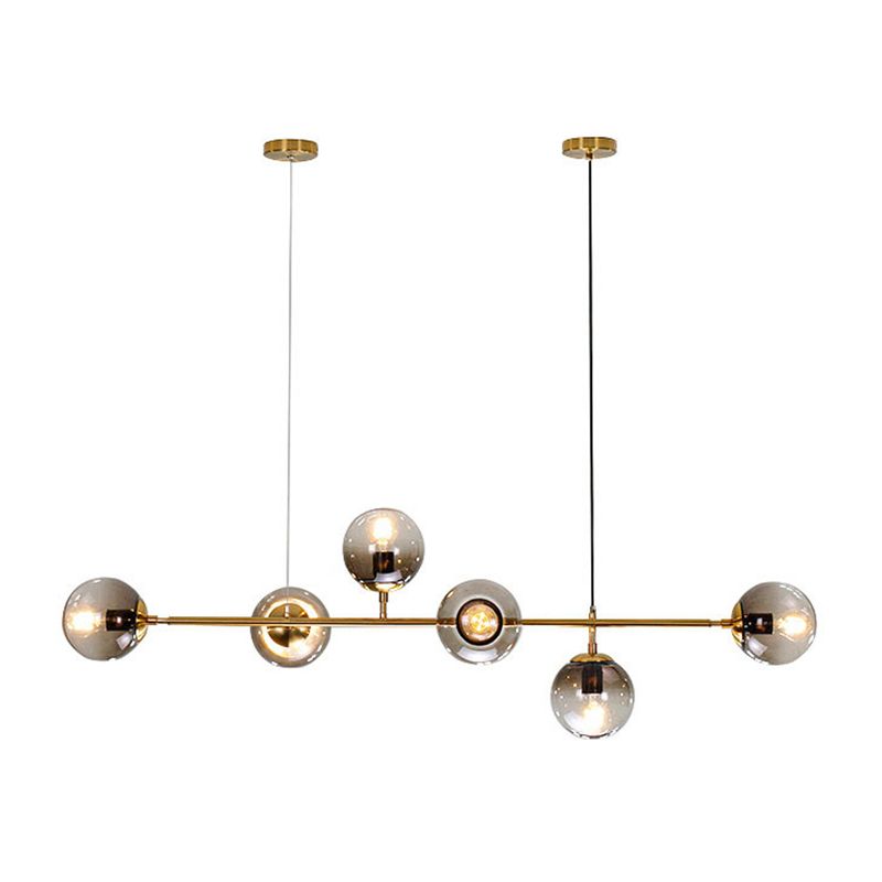 Modernism Glass Shaded Ceiling Light Golden Kitchen Island Lighting for Dining Room