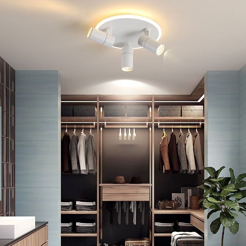 Modern 3-Light LED Flush Mount Lighting Track Light White Spotlight Round Light for Bedroom or Balcony