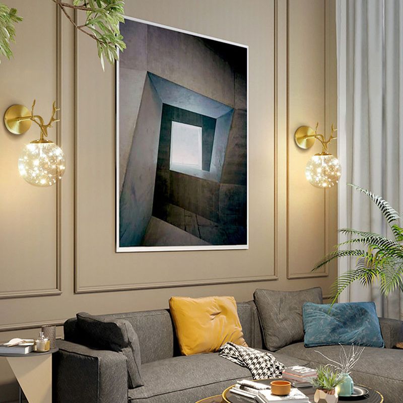 Lampade a parete in vetro trasparente globo a 1 luce moderna a montaggio a parete per soggiorno