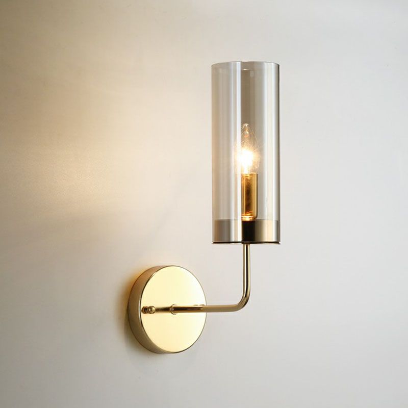 Glass Tube Wall Mounted Lamp Postmodernism 1 Bulb Brass Finish Sconce Light Fixture