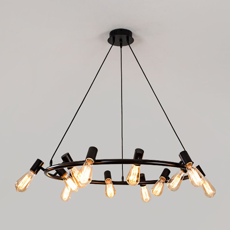 Accesorios de iluminación de araña de ruedas de carretas Luz de suspensión de múltiples cabezas industriales para sala de estar