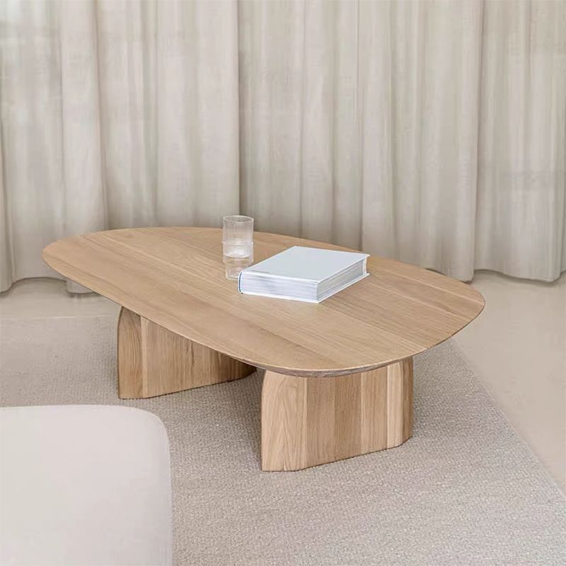 15" H Wood Irregular Cocktail Table Nordic Sled 1 Single Coffee Table
