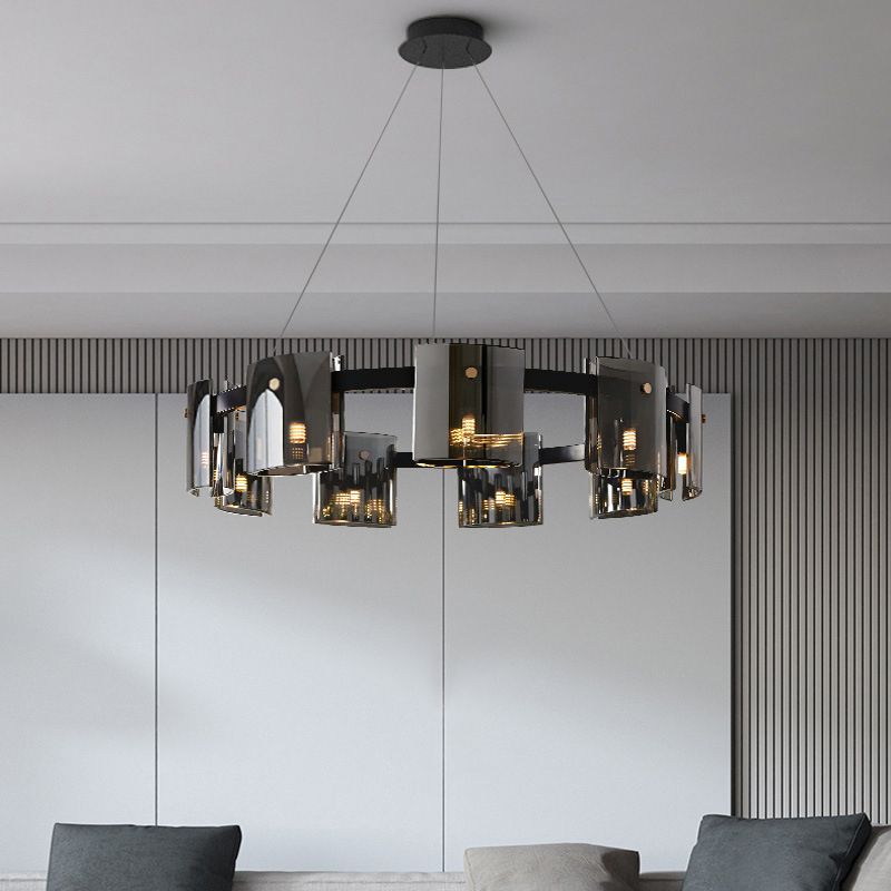 Moderner Kronleuchter helles Glas Metall Anhänger Licht für Wohnzimmer