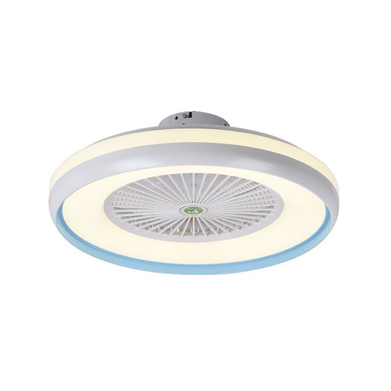Chambre circulaire semi-flush éclairage enfants acrylique rose / bleu finition 5 lames à la lampe à fans pendentif LED, 23,5 "W