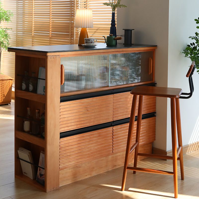 Light Brown Cherry Kitchen Island Table with Drawers for Dining Room