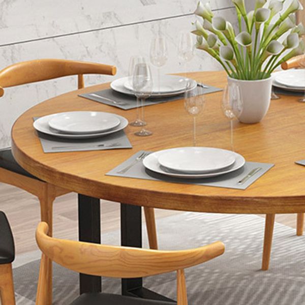 1/7 Pieces Modern Dining Set Solid Wood Round Table with Leather Chairs