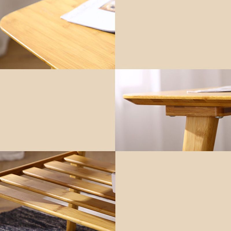 Contemporary Coffee Table 4 Legs Wooden Cocktail Table with Storage