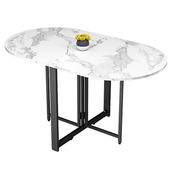 Mesa de comedor de estilo moderno Mesa de comedor ovalada de hoja ovalada para uso doméstico