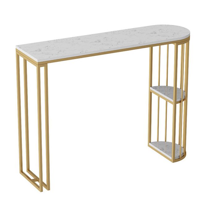 White Marble Bar Dining Table Glam Double Pedestal Bar Height Table