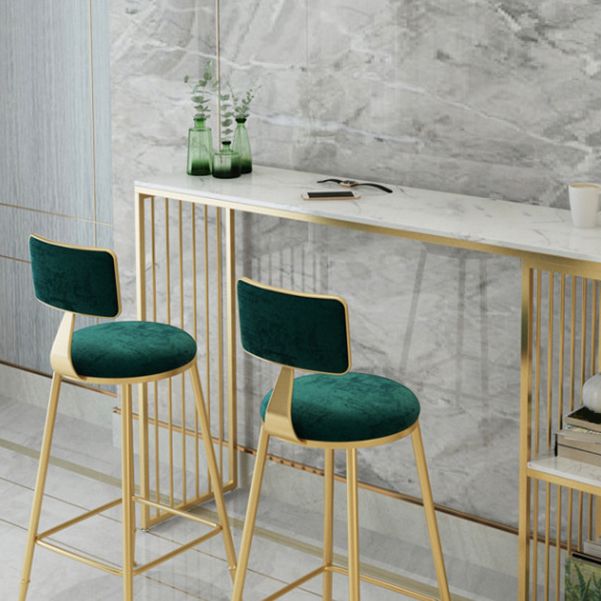 Green Cushion Bar Stools Armless Barstool with Gold Metal Legs