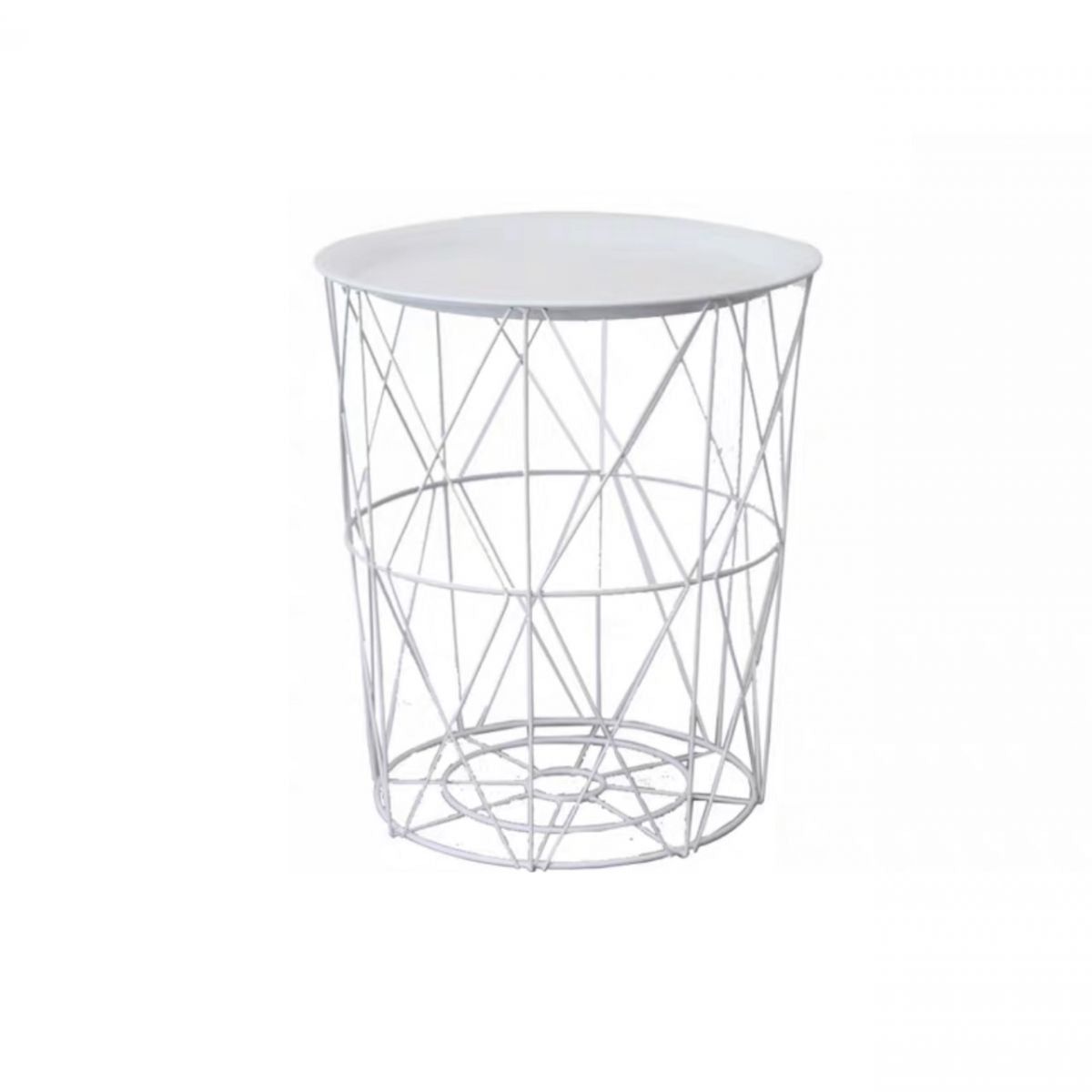 Modern Style Cocktail Table Metal White/black Tray Top Round Coffee Table
