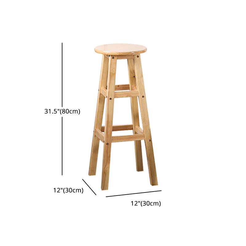 Modern Armless Backless Counter Stool Wood Cafe Bar Stool with Seat and Pedal