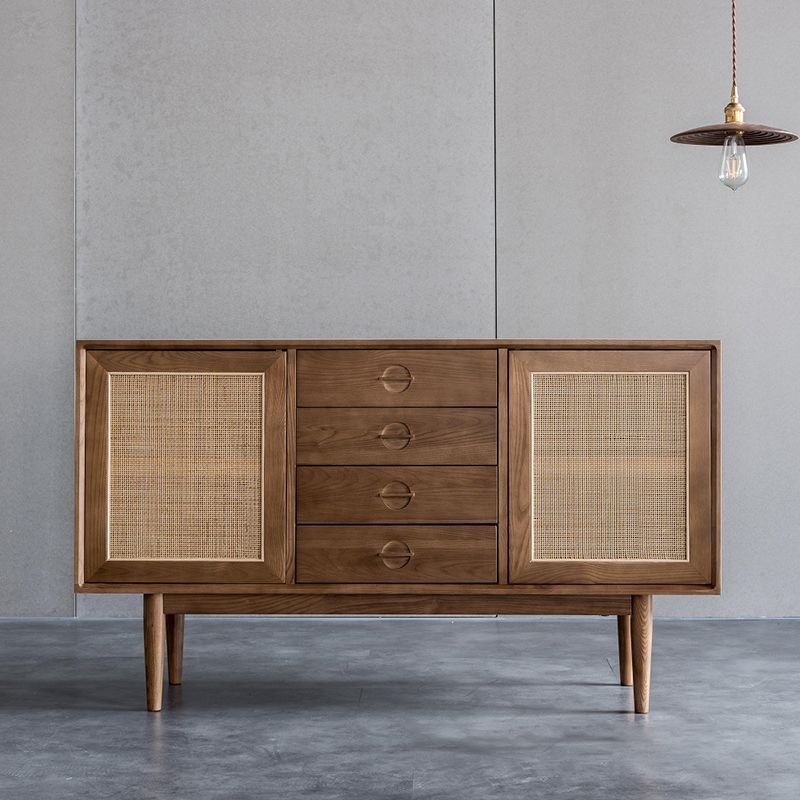 Modern Cabinet Solid Wood With Doors 4 - Drawer Rectangle Accent Cabinet