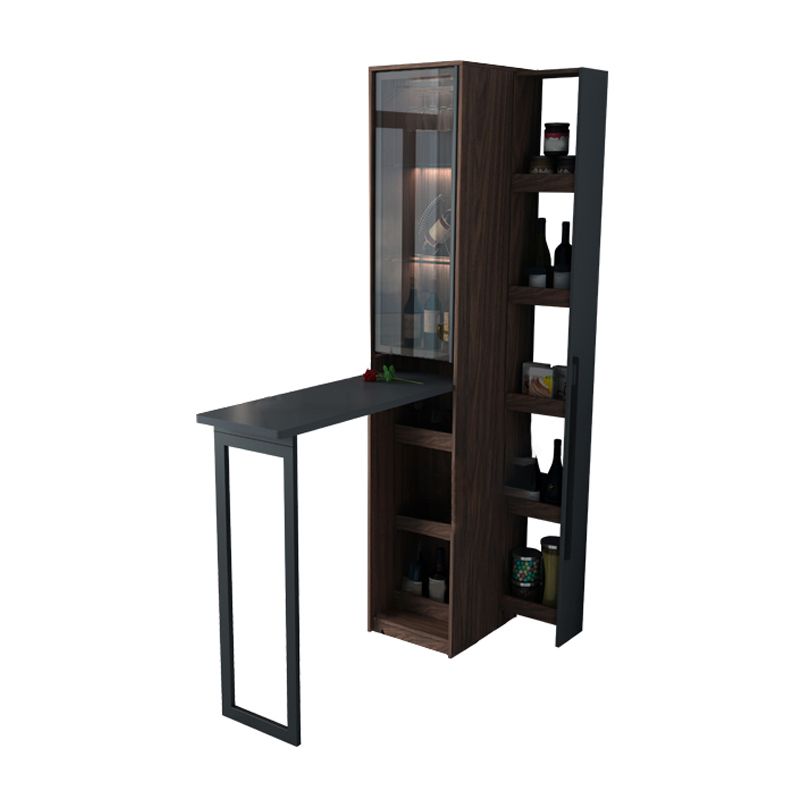 Black Manufactured Wood Bar Table with Glass Storage Modern Pub Table for Dining Room