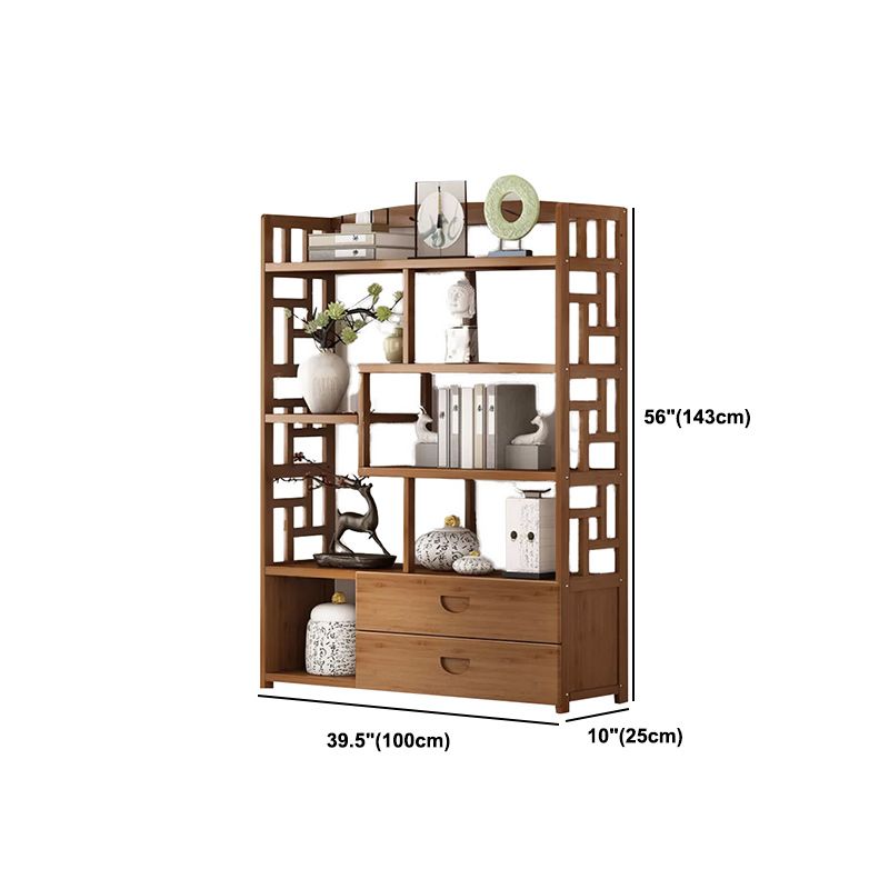 Brown Contemporary Style Standard Bookshelf Solid Bamboo Bookcase for Study Room