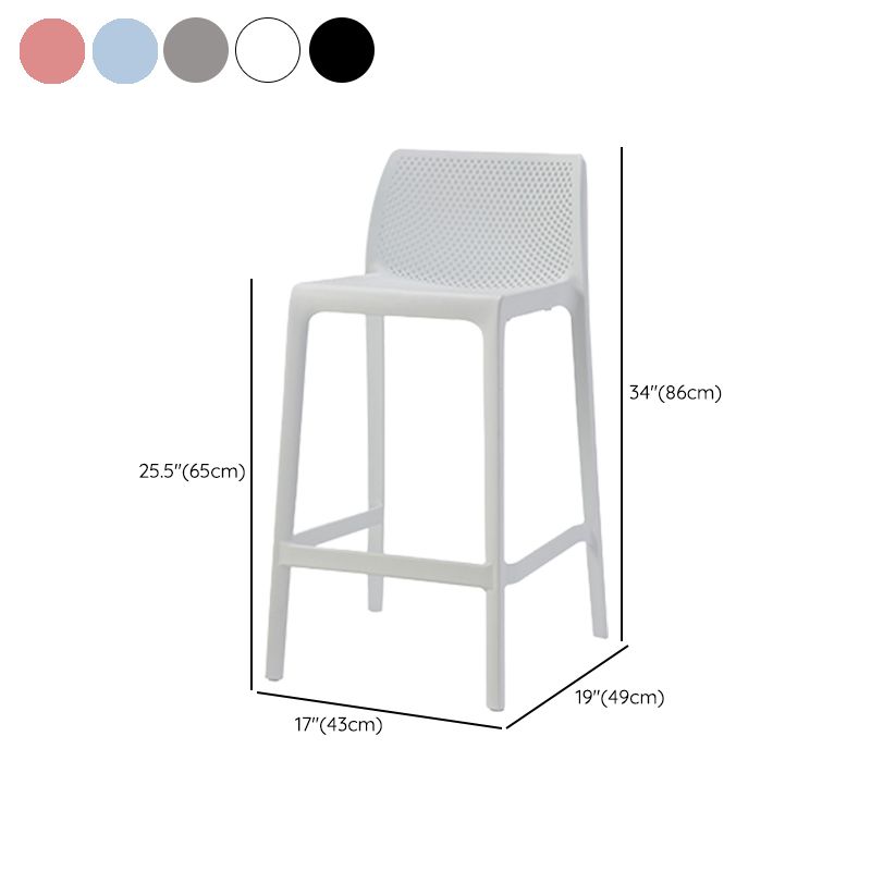 Contemporary Low Back Indoor Plastic Armless Bar Stool with Footrest