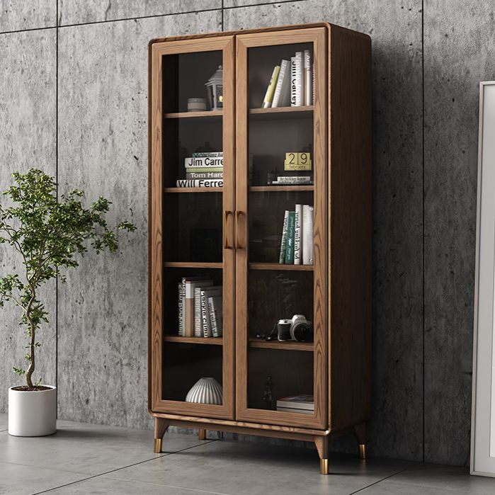 74" Tall Solid Wood Storage Cabinet Brown Drawers Included Chest with Shelves