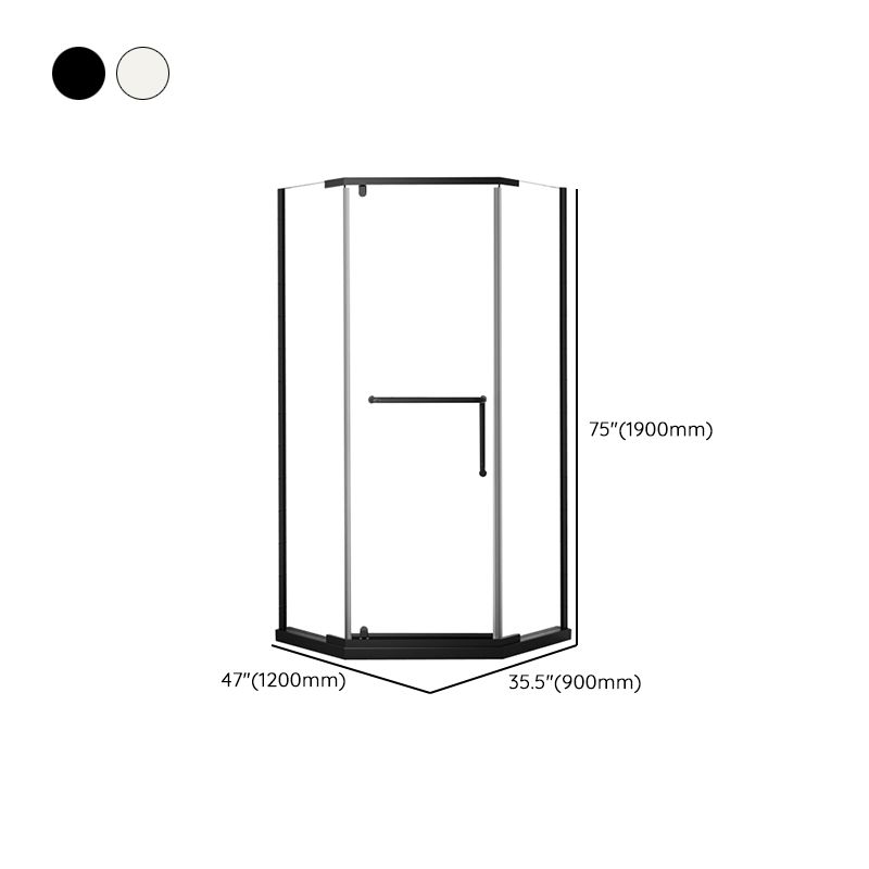 Black and Silver Neo-Angle Shower Enclosure Tempered Glass Shower Enclosure