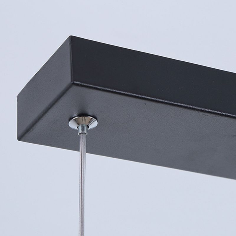 Minimalist Square LED Chandelier Metallic Living Room Suspension Light in Black