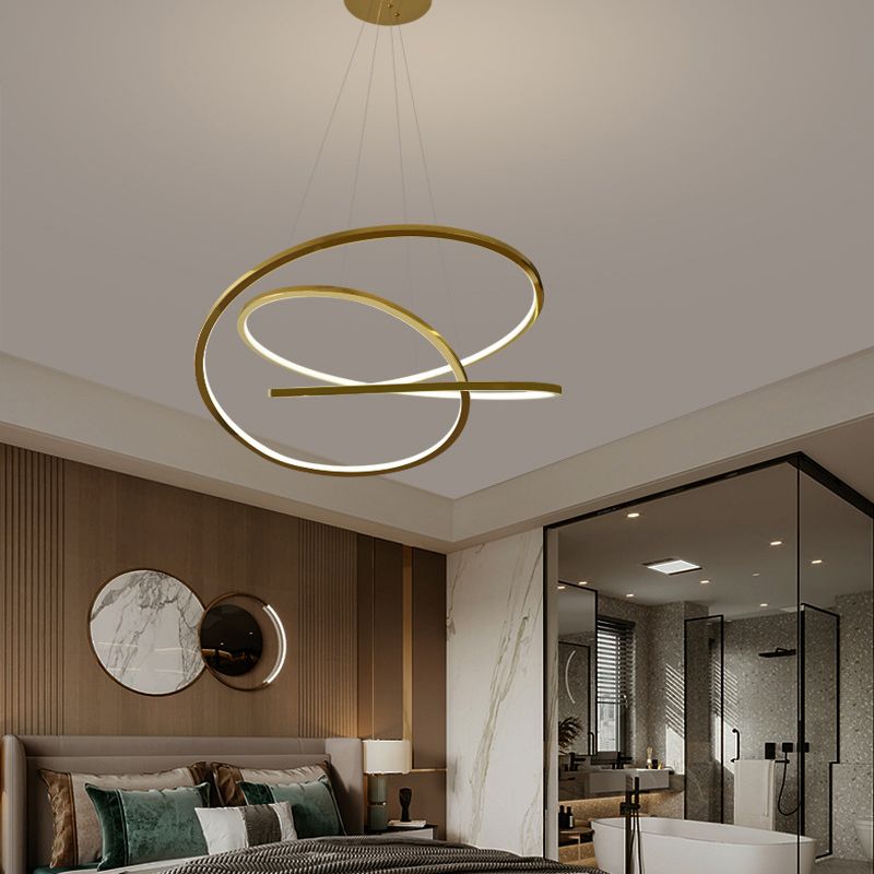 Modern Cycle Chandelier Stainless Steel Pendant Ceiling Lights with Adjustable Hanging Cord for Living Room
